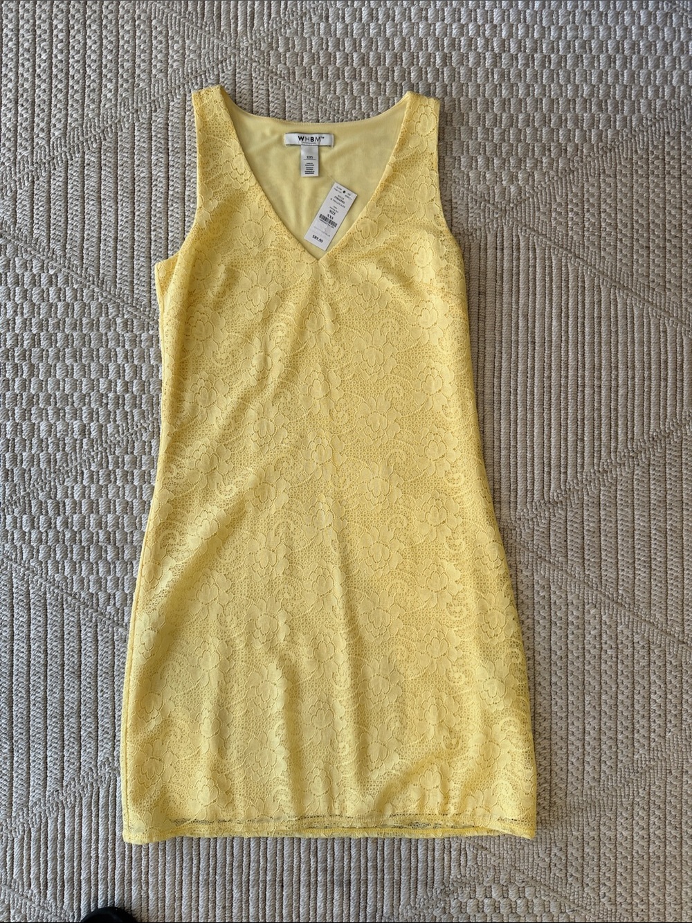White House Black Market Yellow Lace V-Neck Mini Dress